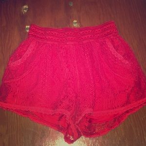Red Knit Shorts